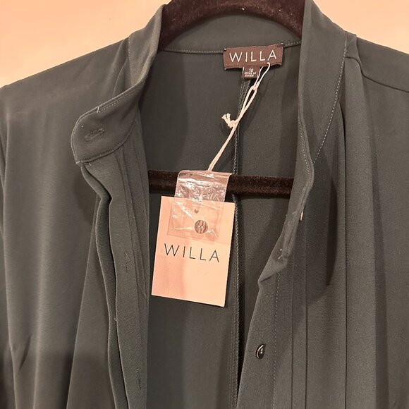 WILLA Dark Green Shirt Dress - NWT - Picture 2 of 4